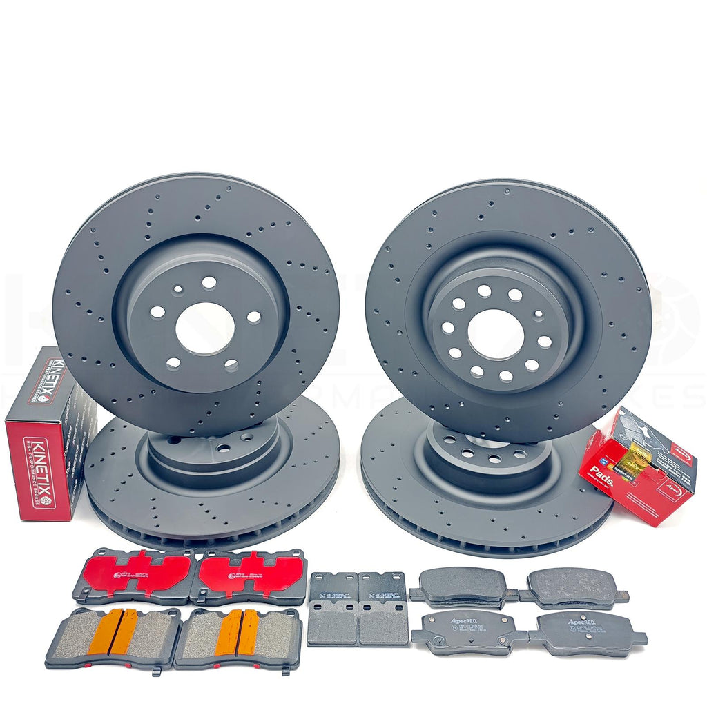 FITS TESLA MODEL S MODEL X DRILLED FRONT REAR BRAKE DISCS PADS 365mm 355mm