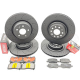 FOR TESLA MODEL S MODEL X DRILLED FRONT REAR BRAKE DISCS PADS 365mm 355mm