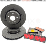 FOR TESLA MODEL S 90D / P90D / 70 DRILLED FRONT BRAKE DISCS PADS 355mm X 32mm