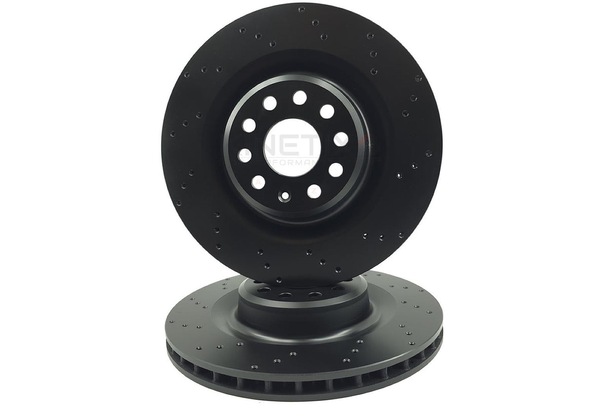 FOR TESLA MODEL S P85 REAR CROSS DRILLED PERFORMANCE BRAKE DISCS PAIR 365mm