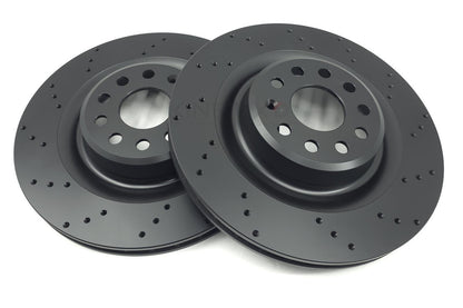 FITS TESLA MODEL S (5YJS) 2012- CROSS DRILLED REAR BRAKE DISCS PAIR 365mm