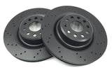 FOR TESLA MODEL S P85 REAR CROSS DRILLED PERFORMANCE BRAKE DISCS PAIR 365mm