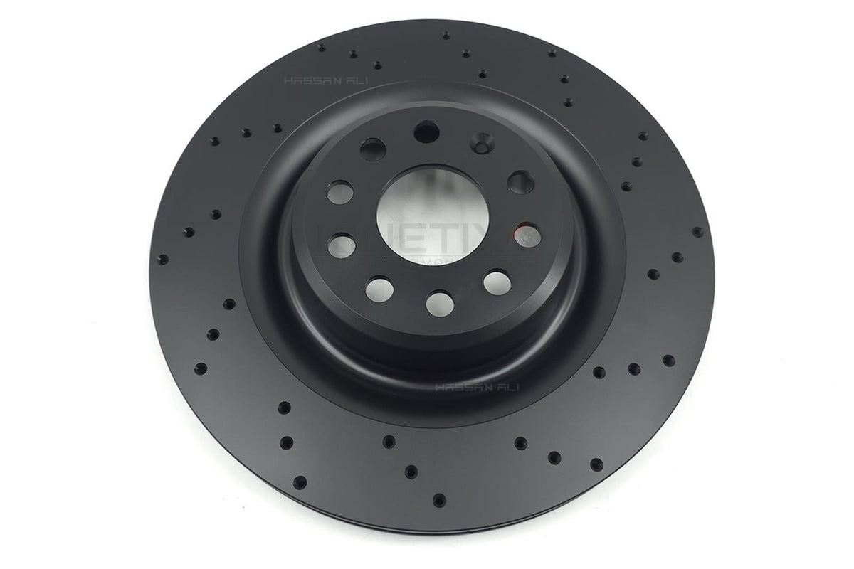FOR TESLA MODEL S 85 REAR CROSS DRILLED PERFORMANCE BRAKE DISCS PAIR 365mm