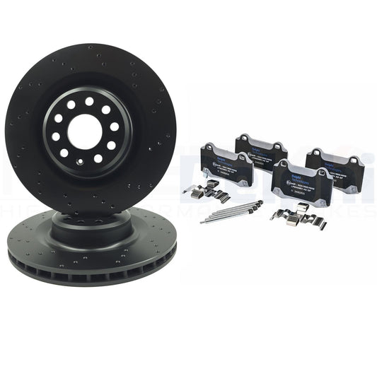 FOR TESLA MODEL S MODEL X DRILLED REAR BRAKE DISCS DELPHI EV PADS 365mm X 28mm