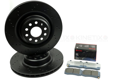 FOR TESLA MODEL S 2012- (5YJS) DRILLED REAR BRAKE DISCS BREMBO EV PADS 365mm