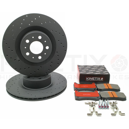 FOR TESLA MODEL Y 5YJY 2019- CROSS DRILLED FRONT BRAKE DISCS PADS 1188612-00-D