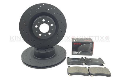 FOR TESLA MODEL Y 5YJY 2019- DRILLED FRONT BRAKE DISCS BREMBO PADS 118861200D