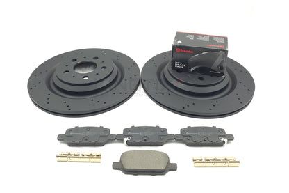 FOR TESLA MODEL 3 5YJ3 2018- DRILLED REAR BRAKE DISCS BREMBO PADS 1044631-00-D