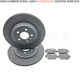 FOR TESLA MODEL 3 PERFORMANCE 5YJ3 2018- DRILLED REAR BRAKE DISCS PADS 335mm