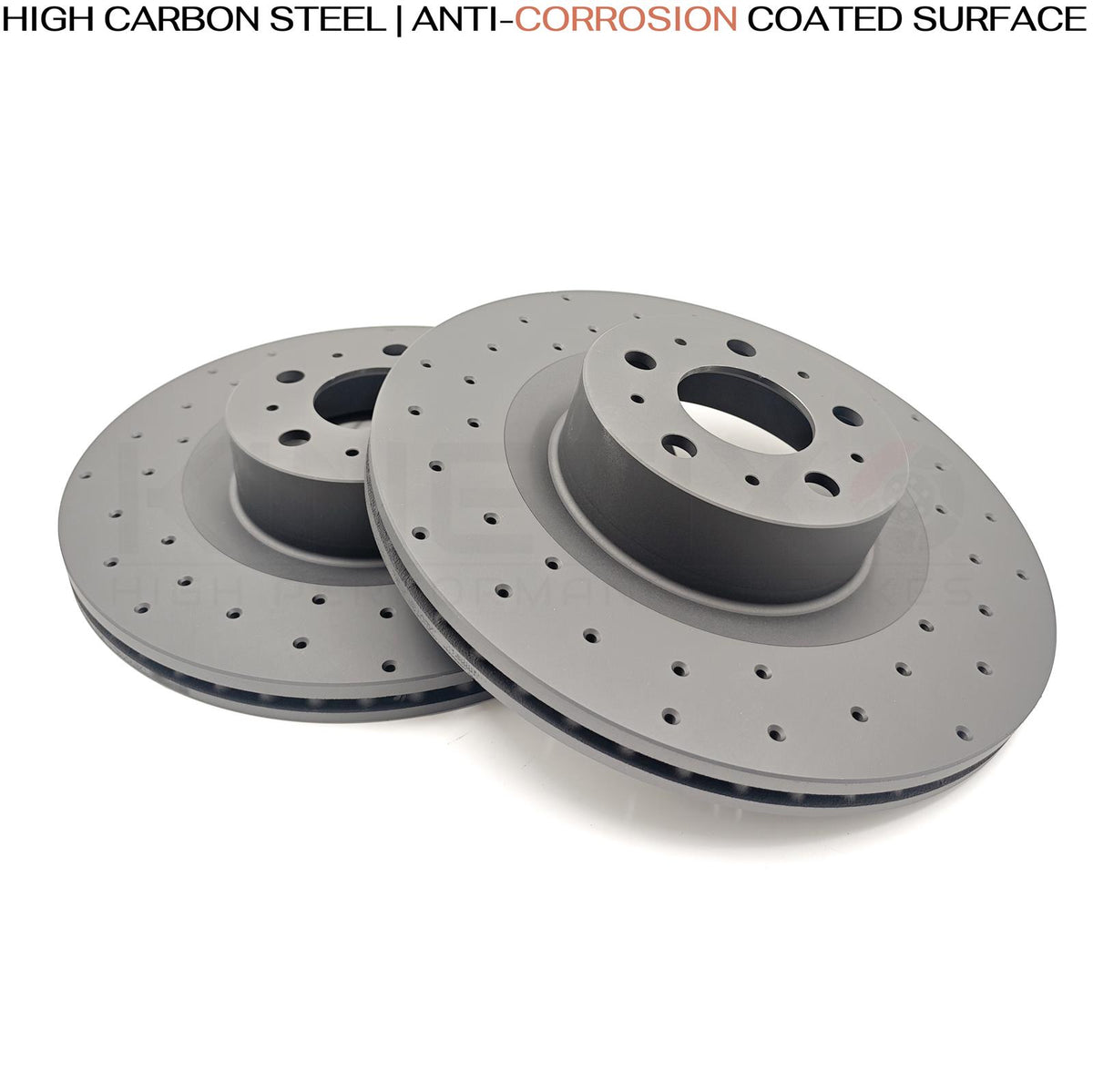 FOR TESLA MODEL Y (5YJY) 19- FRONT BRAKE DISCS KINETIX RACING PADS 355mm X 25mm