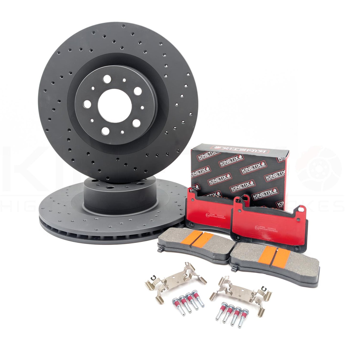 FOR TESLA MODEL Y 19- (5YJY) DRILLED FRONT BRAKE DISCS PADS 1188612-00-D 355mm