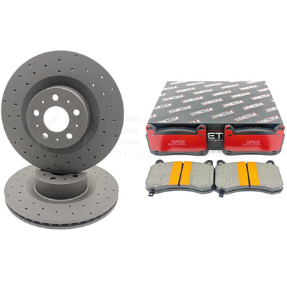 FOR TESLA MODEL Y (5YJY) 19- FRONT BRAKE DISCS KINETIX RACING PADS 355mm X 25mm