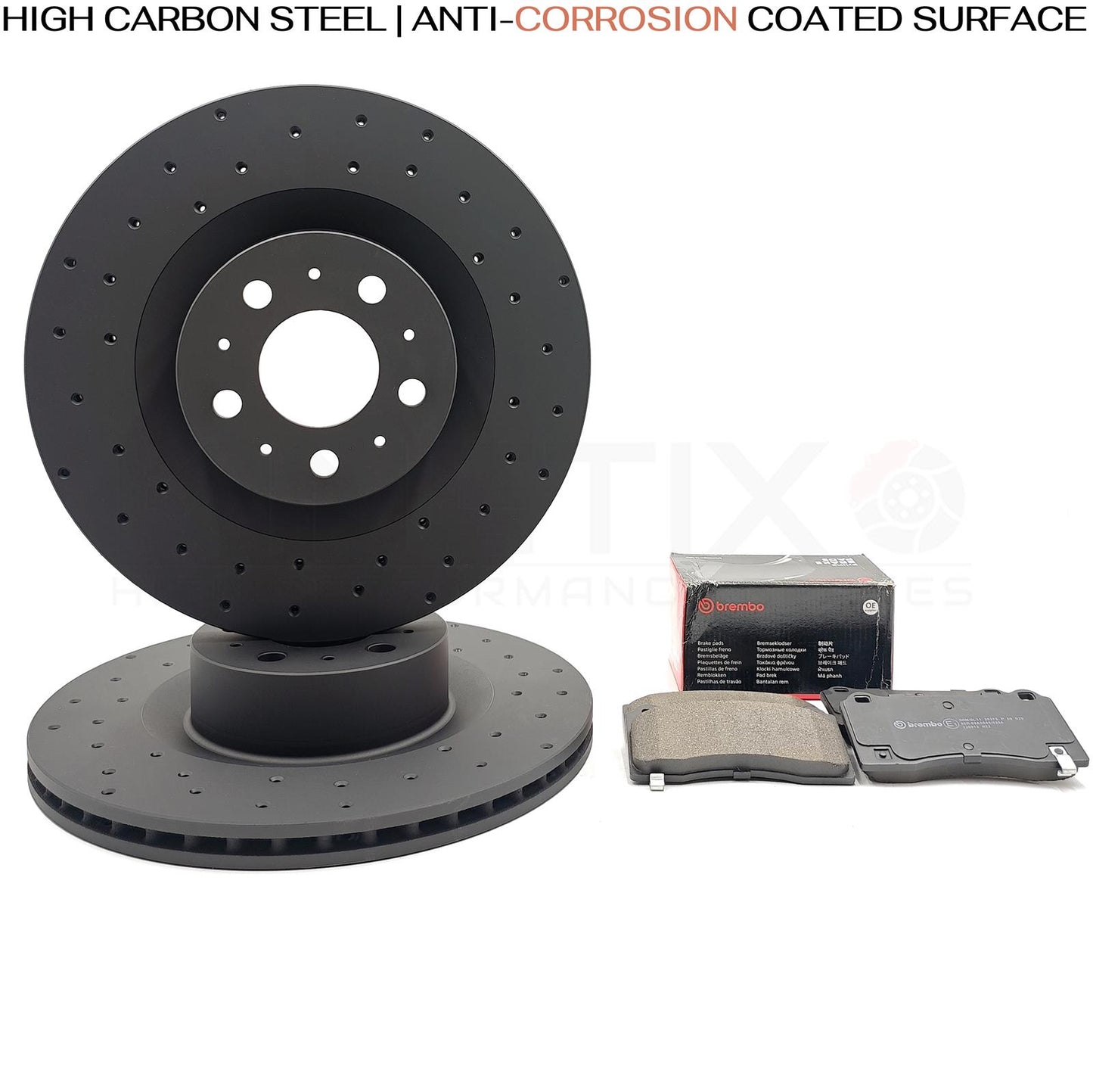 FOR TESLA MODEL Y (5YJY) 2019- FRONT BRAKE DISCS BREMBO PADS 355mm X 25mm