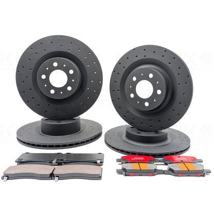 FOR TESLA MODEL Y (5YJY) 2019- FRONT REAR BRAKE DRILLED DISCS PADS 355mm 335mm
