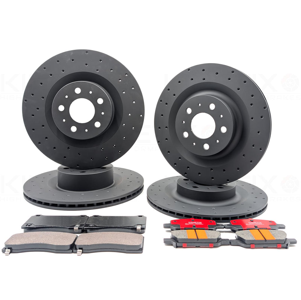 FOR TESLA MODEL Y (5YJY) 2019- FRONT REAR BRAKE DRILLED DISCS PADS 355mm 335mm