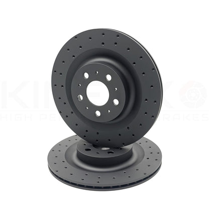 FITS TESLA MODEL Y (5YJY) 2019- CROSS DRILLED FRONT REAR BRAKE DISCS 335mm 355mm