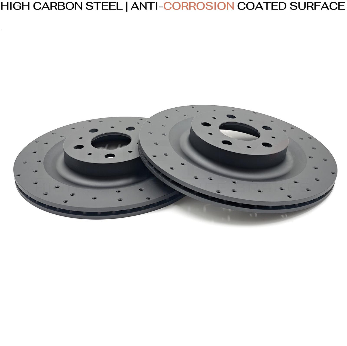 FITS TESLA MODEL Y (5YJY) 2019- CROSS DRILLED FRONT REAR BRAKE DISCS 335mm 355mm
