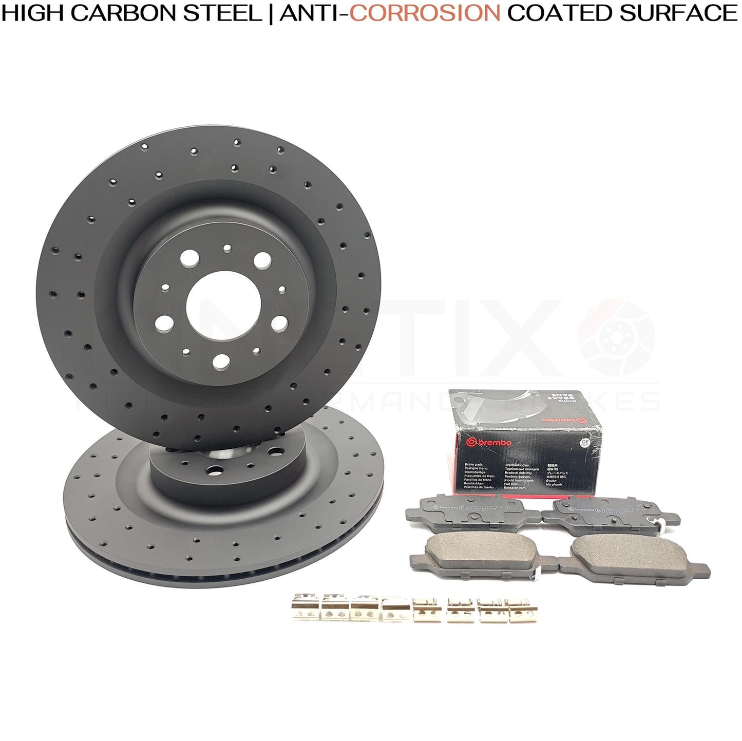 FOR TESLA MODEL Y 2019- (5YJY) REAR BRAKE DISCS BREMBO PADS 335mm 1188631-00-A