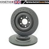 FOR TESLA MODEL Y 2021- CROSS DRILLED REAR BRAKE DISCS CERAMIC PADS 335mm X 20mm