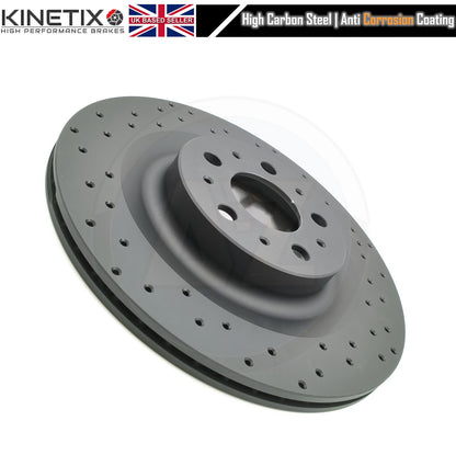 FOR TESLA MODEL Y 2021+ DRILLED FRONT REAR BRAKE DISCS CERAMIC PADS 355mm 335mm