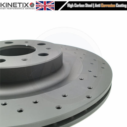 FOR TESLA MODEL Y 2021+ DRILLED FRONT REAR BRAKE DISCS CERAMIC PADS 355mm 335mm