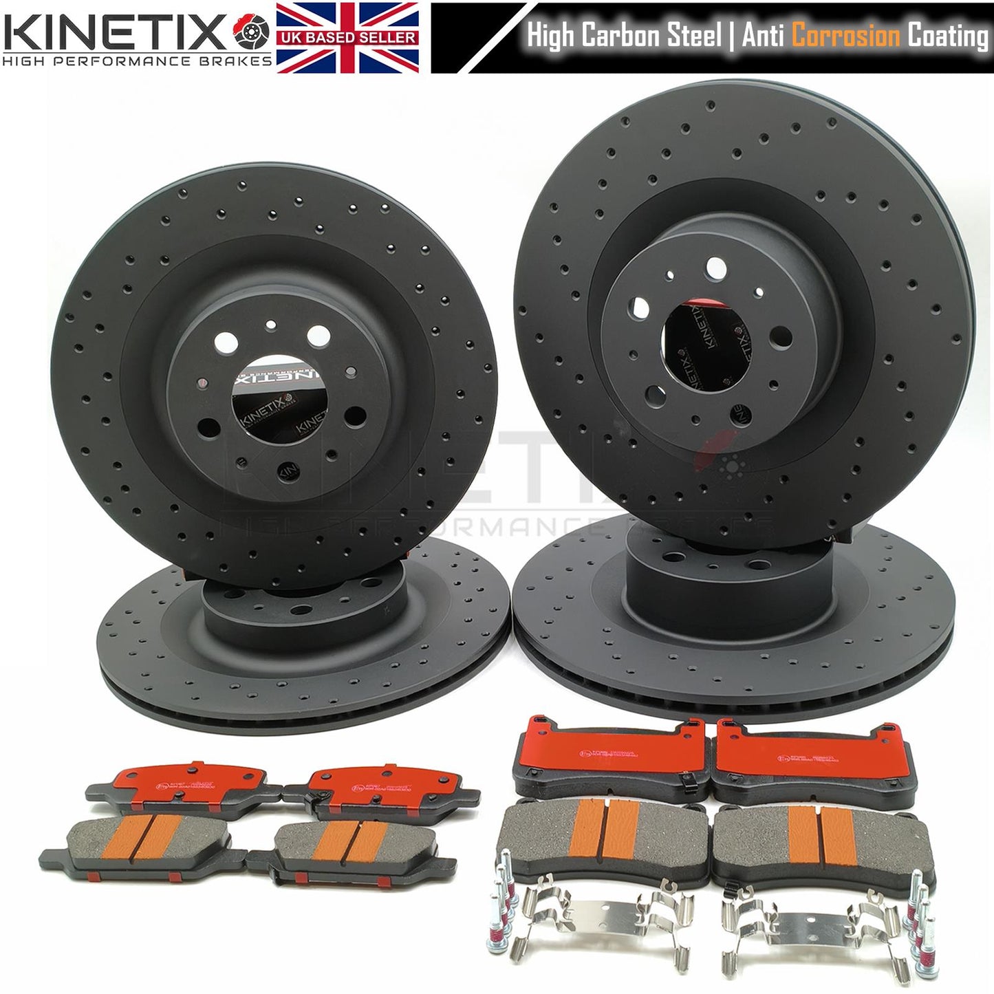 FOR TESLA MODEL Y 2021+ DRILLED FRONT REAR BRAKE DISCS CERAMIC PADS 355mm 335mm