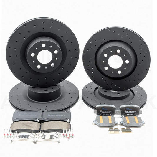 FOR TESLA MODEL Y PERFORMANCE DRILLED FRONT REAR BRAKE DISCS PADS 335mm 335mm