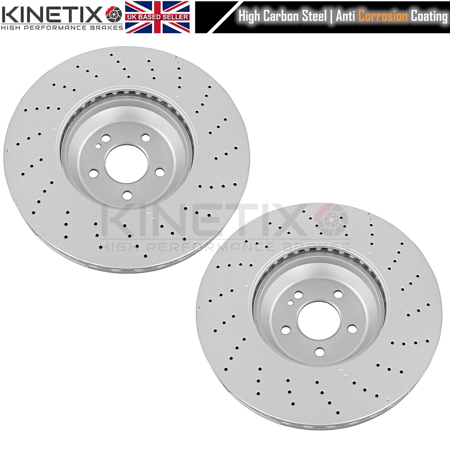 FOR MERCEDES C43 AMG 4-matic+ 2022- DRILLED PERFORATED FRONT BRAKE DISCS PAIR 370mm A2234214200 / 2234214200