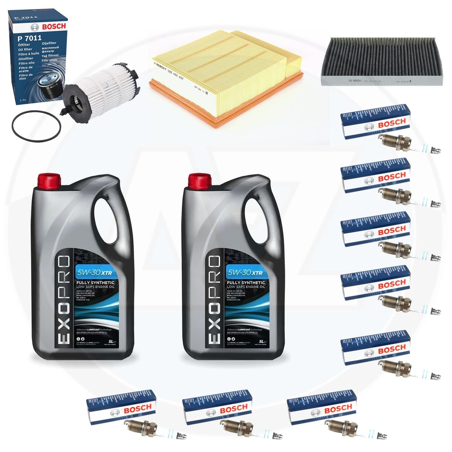 FOR AUDI RS4 B7 (05-08) AIR OIL CABIN FILTER SPARK PLUGS 10L OIL SERVICE KIT