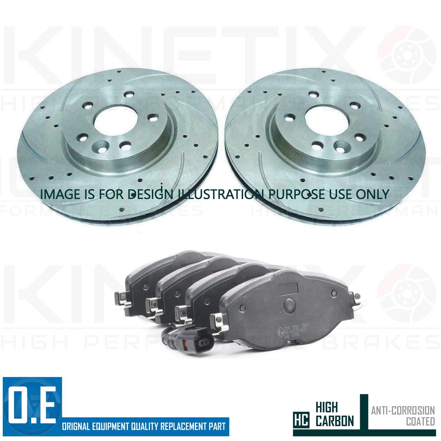 FOR SEAT LEON 5F 1.4 TSI FR DRILLED GROOVED COATED FRONT BRAKE DISCS PADS 288mm