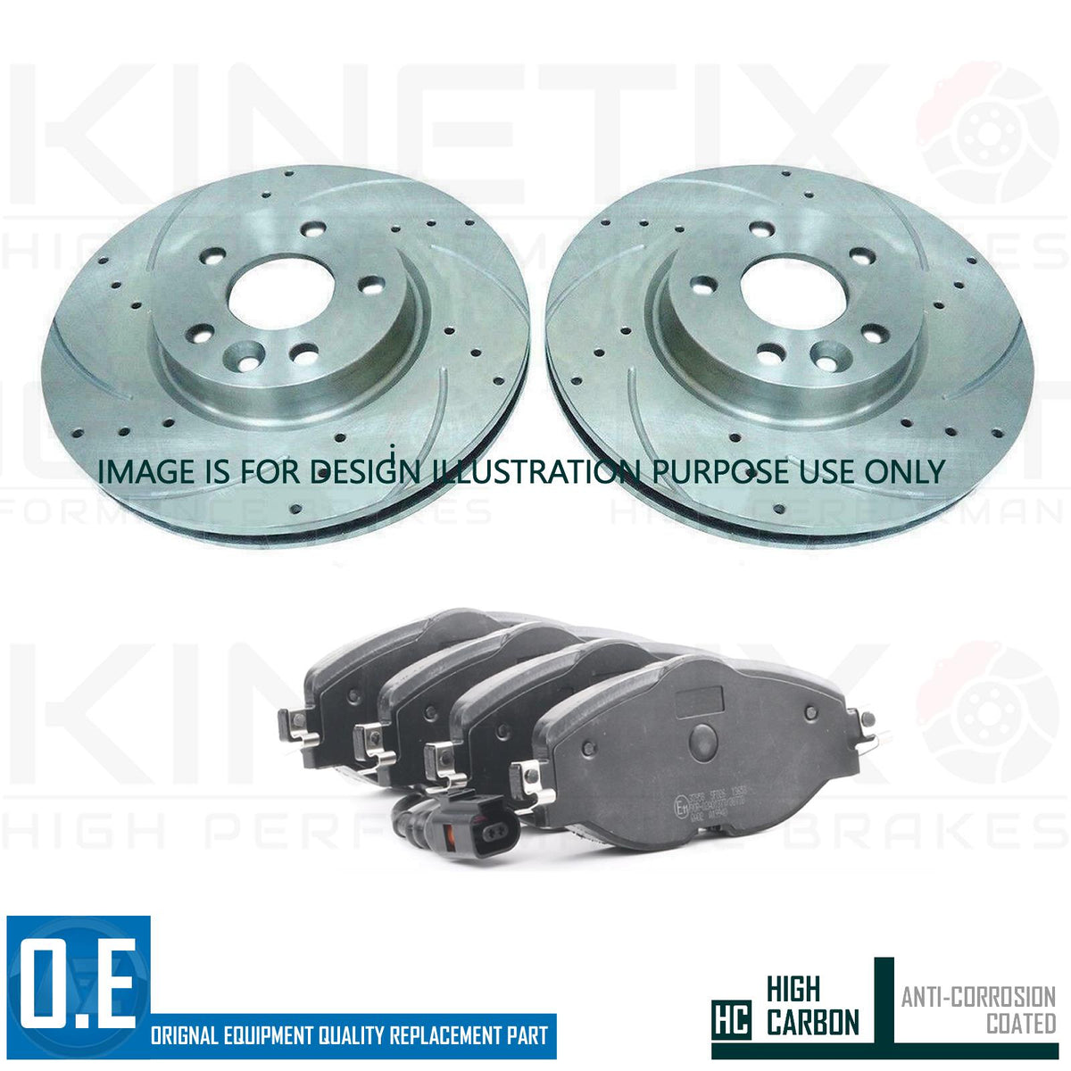 FOR VW GOLF MK7 1.6 TDI DRILLED & GROOVED COATED FRONT BRAKE DISCS PADS 288mm
