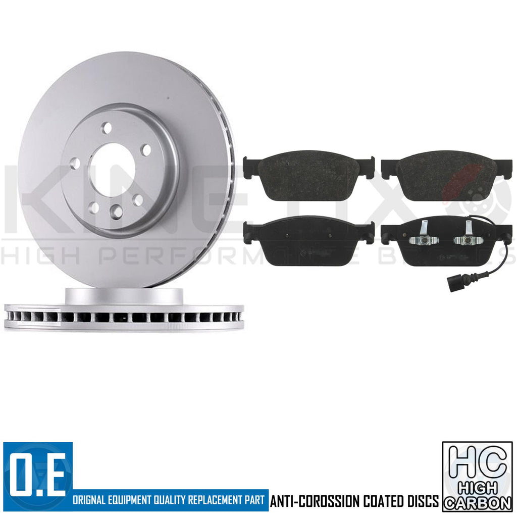 FOR VW TRANSPORTER CARAVELLE 2009- FRONT COATED BRAKE DISCS PADS SENSOR 340mm