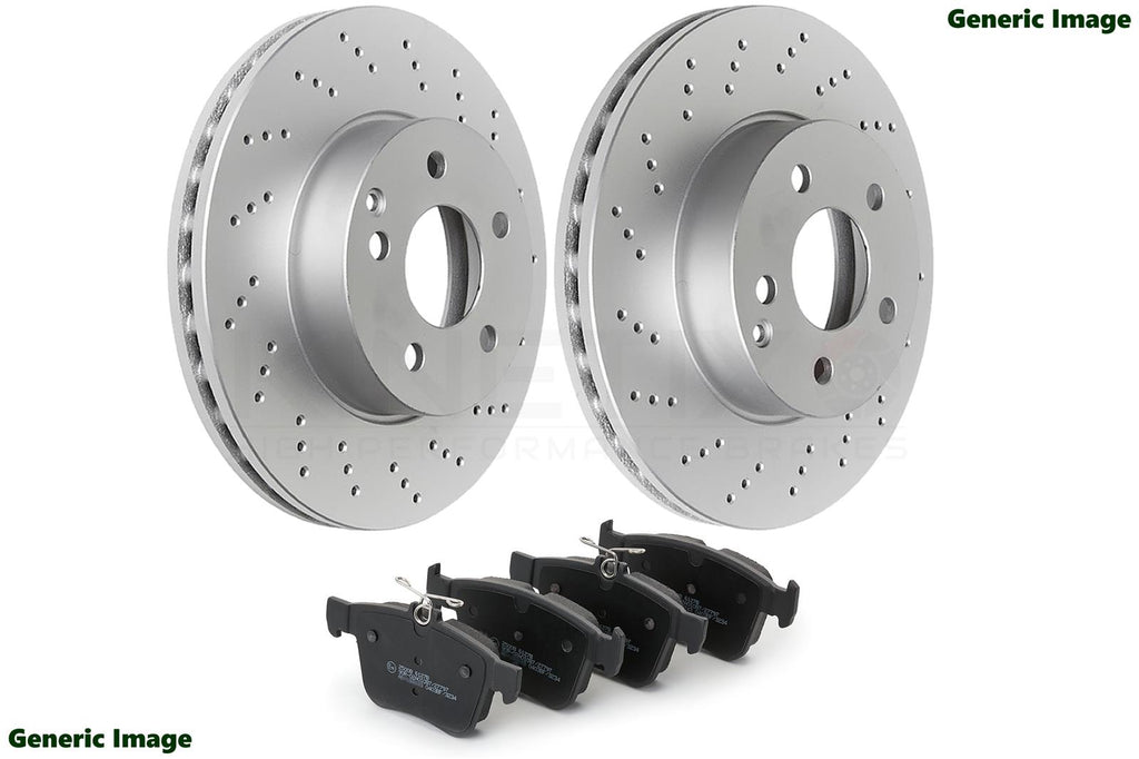 FOR AUDI SEAT SKODA VW REAR CROSS DRILLED BRAKE DISCS PADS 300mm *SOLID*