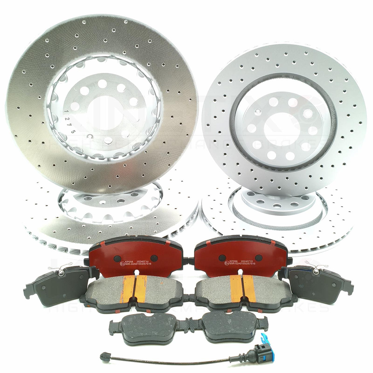 FOR AUDI S3 8Y DRILLED FRONT REAR BRAKE DISCS PADS SENSOR 357mm 310mm