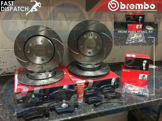 FOR VW TRANSPORTER CARAVELLE 2.0 TDI T5 FRONT REAR DRILLED GROOVED DISCS PADS