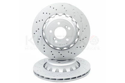 FOR BMW M3 F80 REAR LEFT RIGHT DRILLED BRAKE DISCS MINTEX PADS & WIRE 370mm