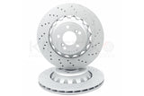 FOR BMW M3 F80 REAR LEFT RIGHT DRILLED BRAKE DISCS MINTEX PADS & WIRE 370mm