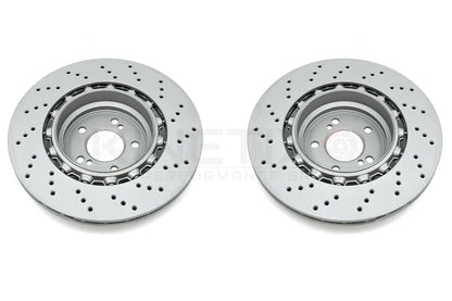 FOR BMW M3 F80 REAR LEFT RIGHT DRILLED BRAKE DISCS MINTEX PADS & WIRE 370mm