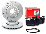 FOR BMW M2 M3 M4 FRONT LEFT RIGHT DRILLED BRAKE DISCS BREMBO PADS WEAR SENSOR