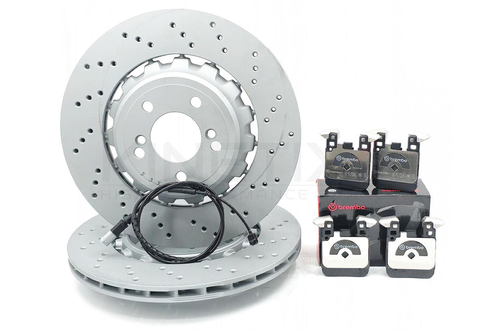 FOR BMW M4 F83 DRILLED REAR BRAKE DISCS BREMBO PADS WEAR SENSOR 370mm X 24mm
