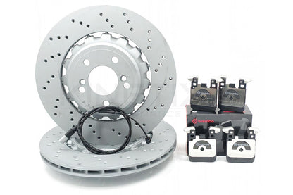 FOR BMW M4 F83 DRILLED REAR BRAKE DISCS BREMBO PADS WEAR SENSOR 370mm X 24mm