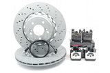 FOR BMW M2 F87 DRILLED REAR BRAKE DISCS BREMBO PADS WEAR SENSOR 370mm X 24mm