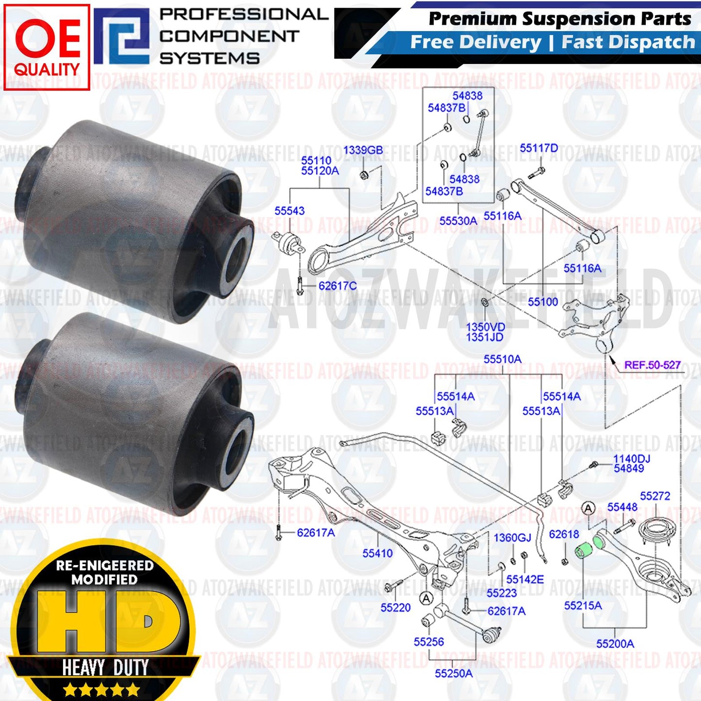 FOR KIA OPTIMA SPORTAGE REAR LOWER SUSPENSION WISHBONE CONTROL ARM BUSHES HD X2
