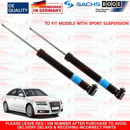 for AUDI A6 4F2 C6 X2 REAR AXLE SHOCKERS SHOCKS ABSORBERS SET GENUINE SACHS NEW