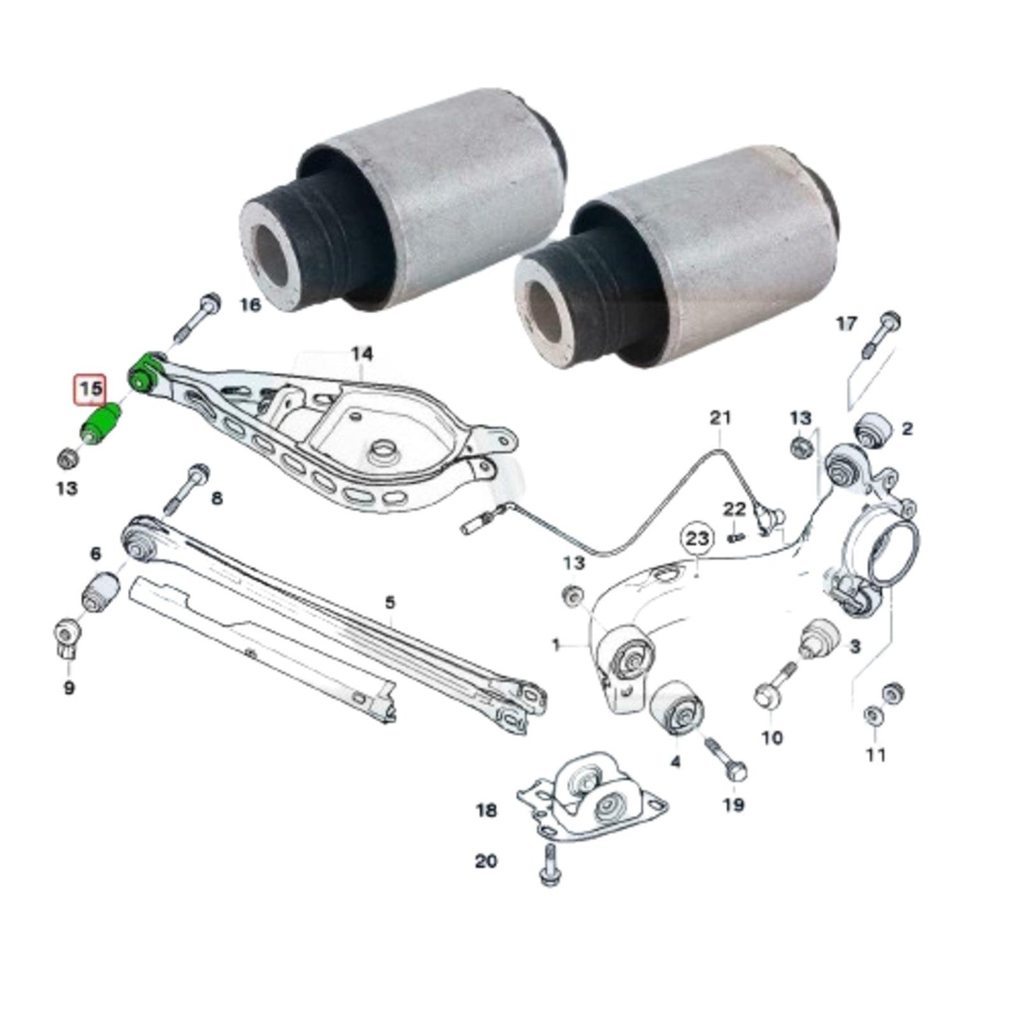 FOR BMW M3 E36 E46 REAR AXLE UPPER TRAILING CONTROL ARM BUSHES X2 PAIR