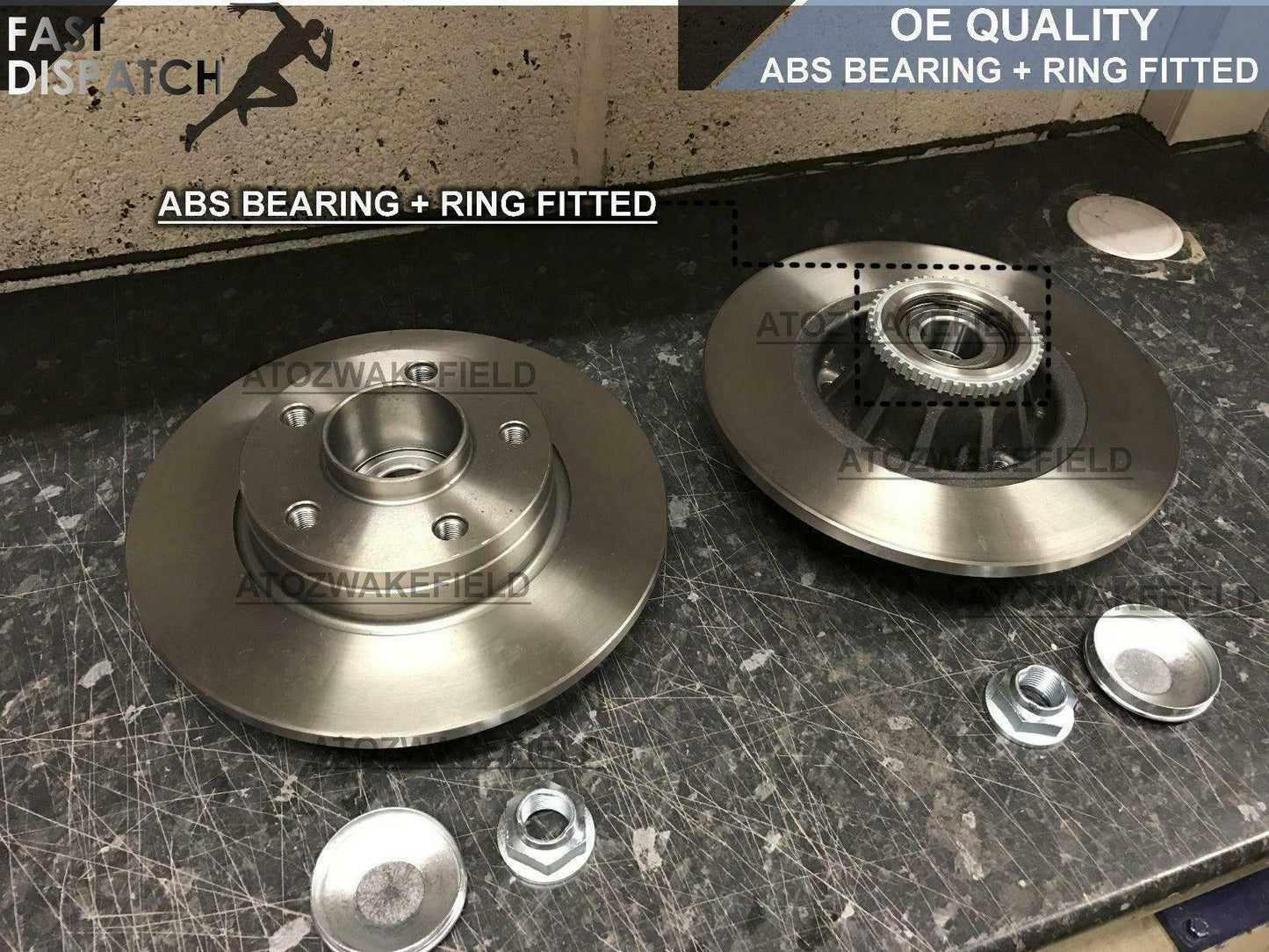 FOR VAUXHALL VIVARO 2001-2014 REAR BRAKE DISCS FITTED WHEEL BEARINGS ABS RINGS