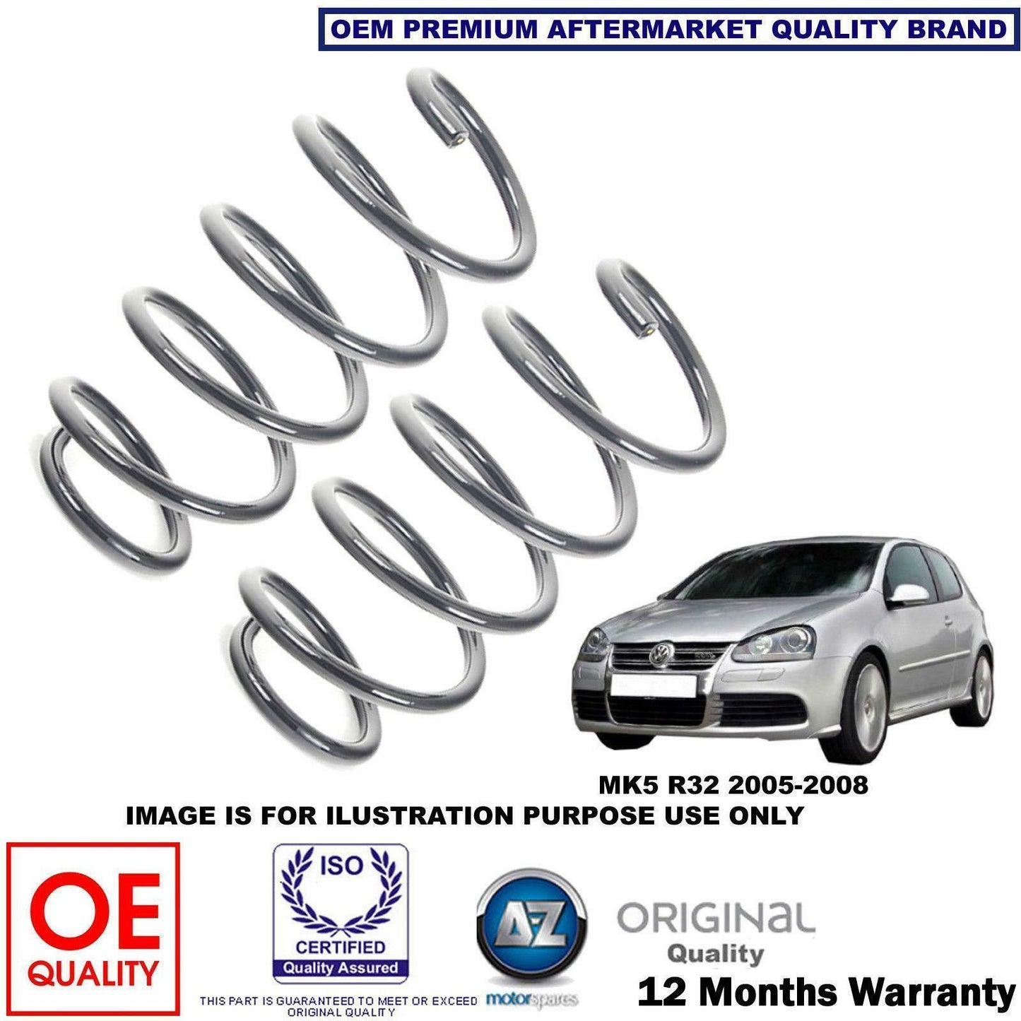 for VW GOLF MK5 R32 2005-2008 X2 REAR AXLE COIL SPRINGS SET 1K0511115GE NEW OEQ