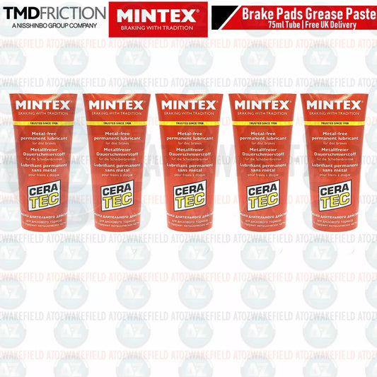 5 X MINTEX CERATEC ANTI SQUEAL BRAKE PAD LUBRICANT GREASE PASTE 75ML TUBES