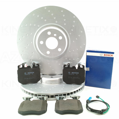 BMW X5 X6 X7 30d 40d M50d M50i M60i M SPORT M PERFORMANCE DIMPLED FRONT BRAKE DISCS BOSCH PADS & WEAR WIRE SENSOR LEAD 395mm X 36mm