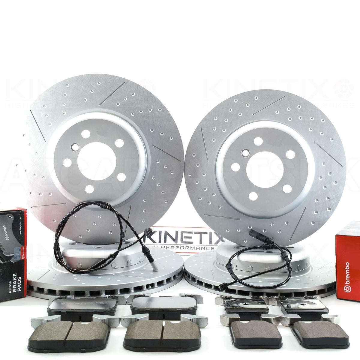 FOR BMW 335i 435i Fxx M SPORT M PERFORMANCE DIMPLED GROOVED Bi-METALLIC 2 PIECE FRONT REAR BRAKE DISCS BREMBO PADS & SENSORS 370mm 345mm